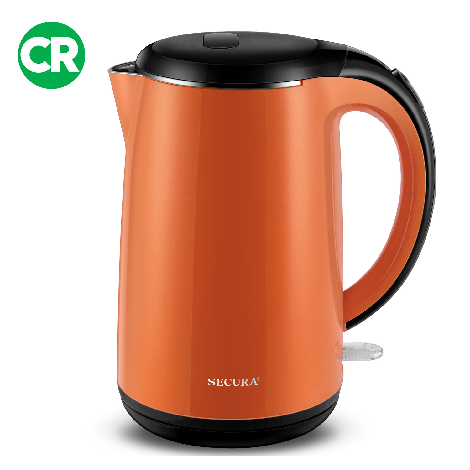 Secura SWK-1701DB The Original Stainless Steel Double Wall Electric Water  Kettle 1.8 Quart, Orange - The Secura