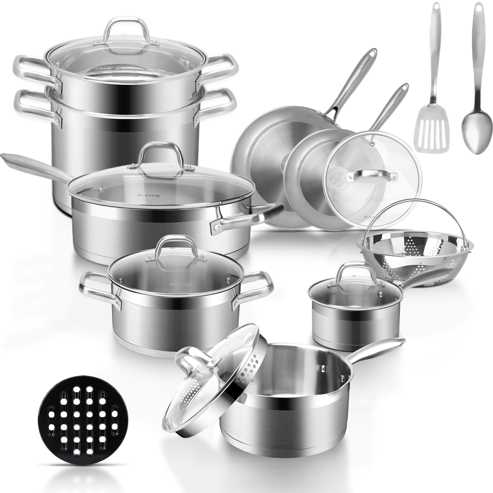 17PC Professional Stainless Steel Induction Cookware Set, Stainless Steel Ceramic Nonstick Pan Set, Impact-bonded Technology - Bed Bath & Beyond - 37508869