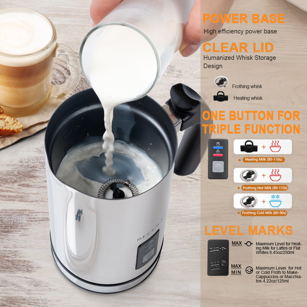 Secura Automatic Electric Milk Frother and Warmer 250ml FREE