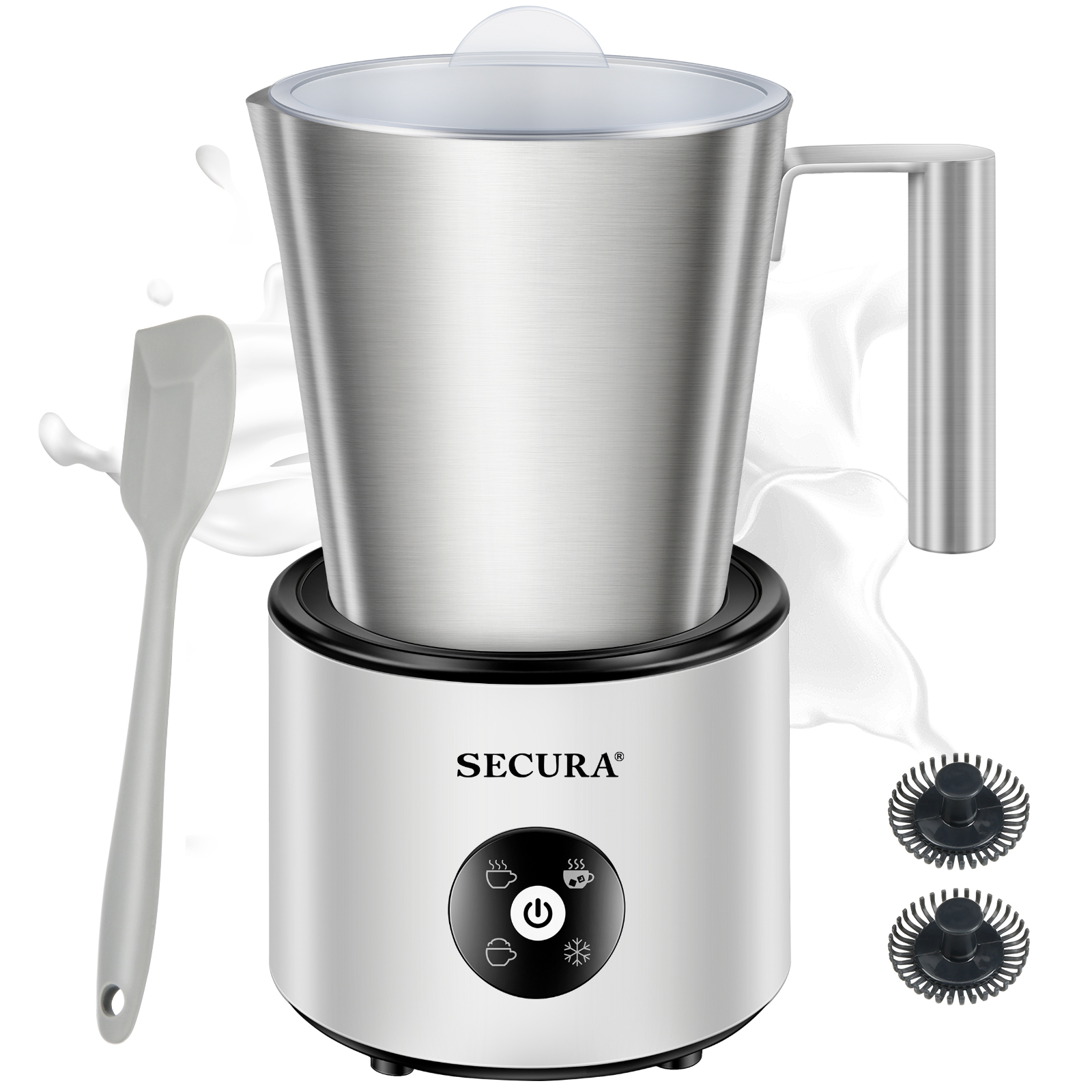 Secura Automatic Milk Frother, 4-in-1 Electric Milk Steamer, 17oz Detachable  Hot/Cold Foam Maker, Milk Warmer for Latte, Cappuccinos, Macchiato, Hot  Chocolate, with 3 Whisks & Silicone Spatula - The Secura