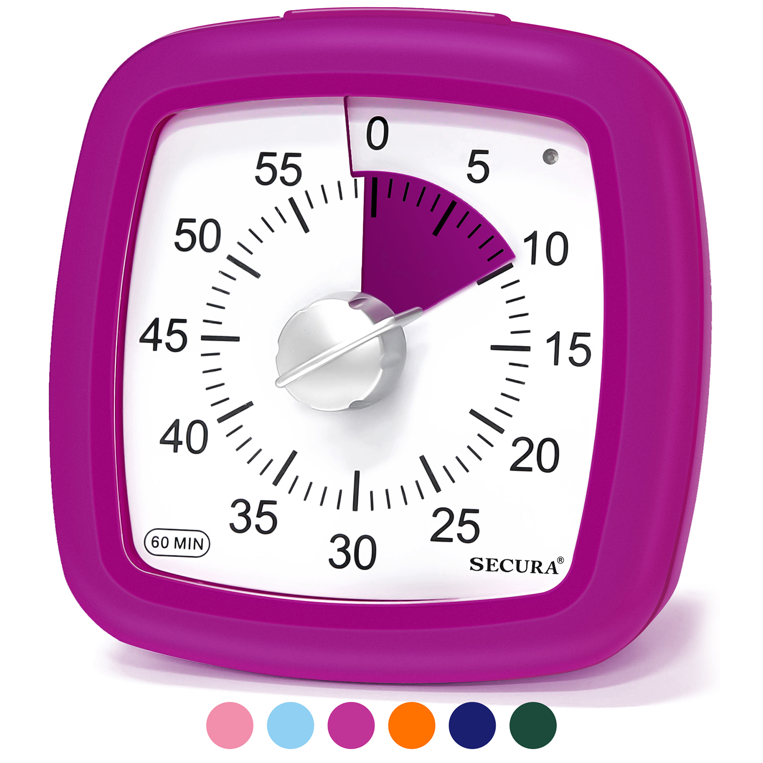 Secura 60-Minute Visual Timer, Silent Study Timer for Kids and Adults, Time  Clocks, Time Management Countdown Timer for Teaching (Violet & Violet) -  The Secura