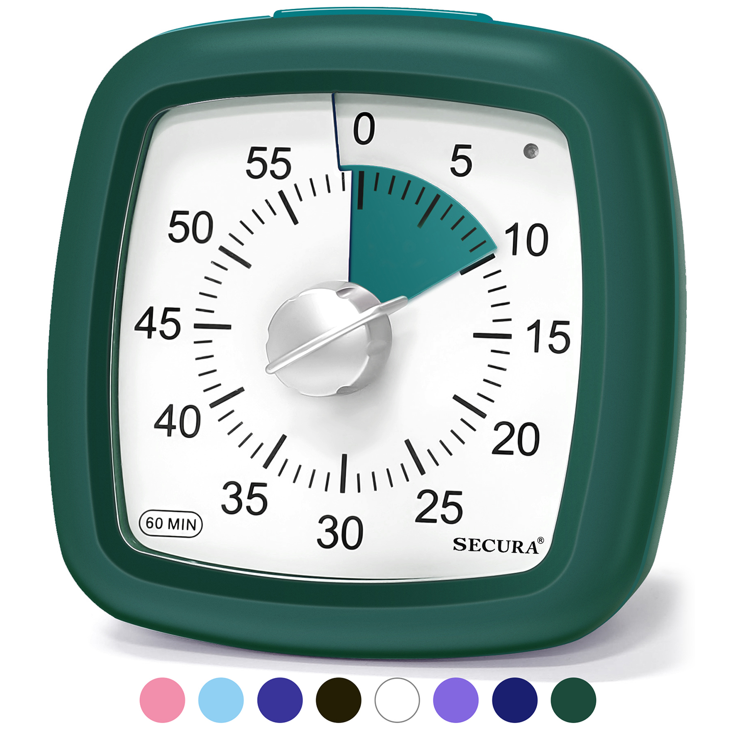 Secura 60-Minute Visual Timer, Classroom Classroom Timer, Countdown Timer  for Kids and Adults, Time Management Tool for Teaching (Dark Green & Dark