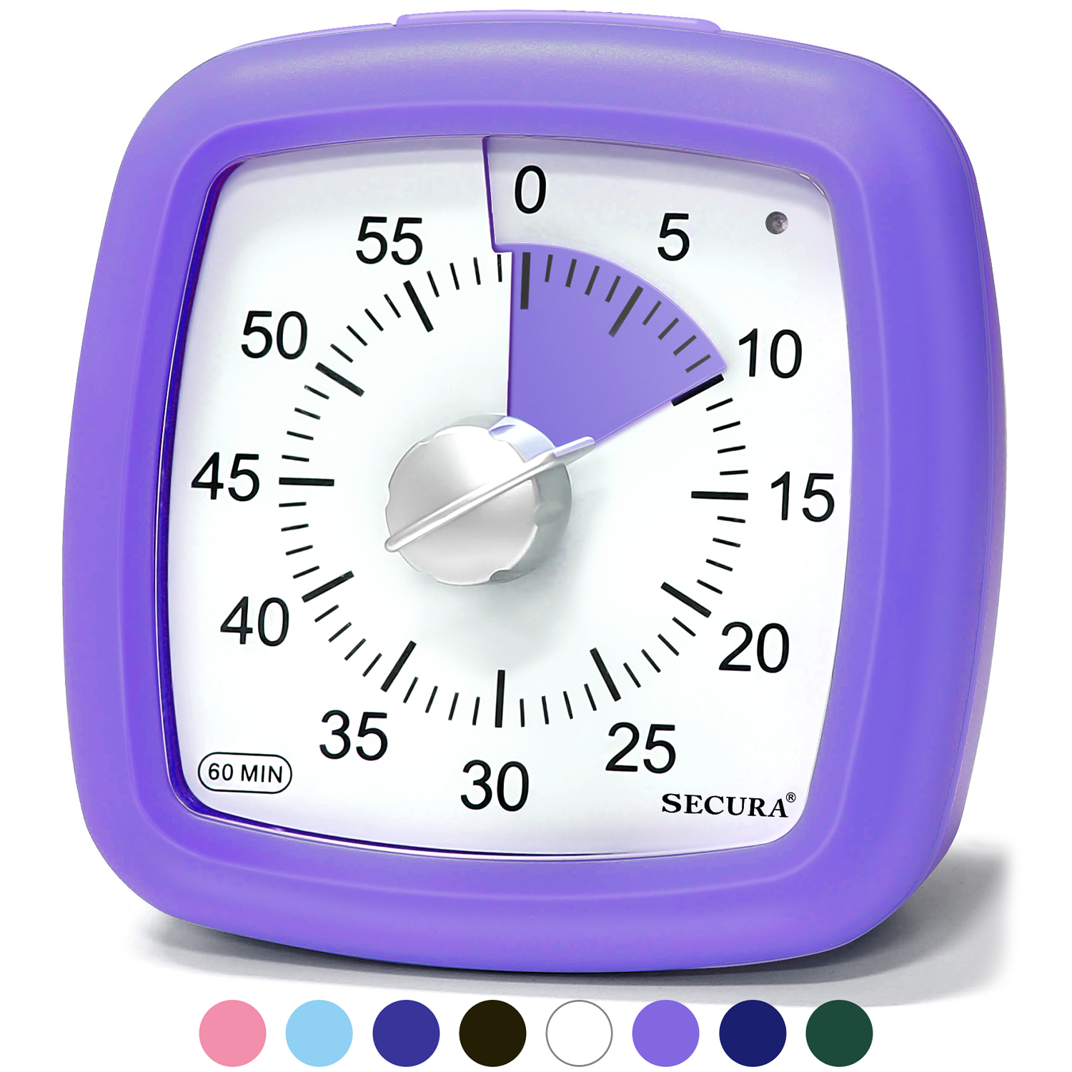 Secura 60-Minute Visual Timer, Silent Study Timer for Kids and Adults, Time  Clocks, Time Management Countdown Timer for Teaching (Purple & Purple) -  The Secura