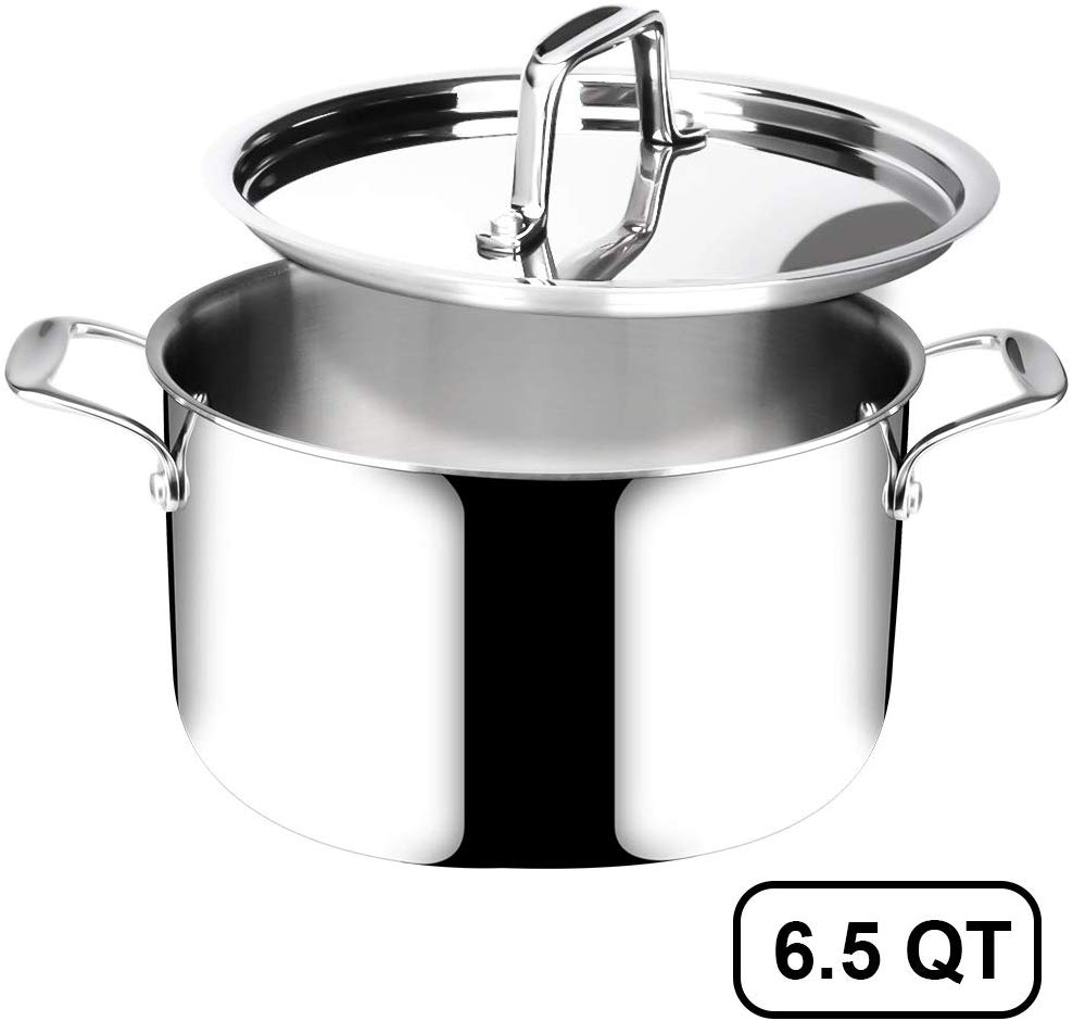 Duxtop Whole-Clad Tri-Ply Stainless Steel Induction Ready Premium Cookware with Lid 1.6-Quart 