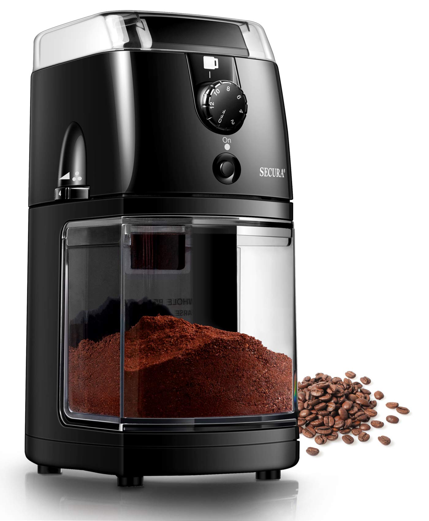 Small, Electric Burr Coffee Grinder with Multiple Grind Settings