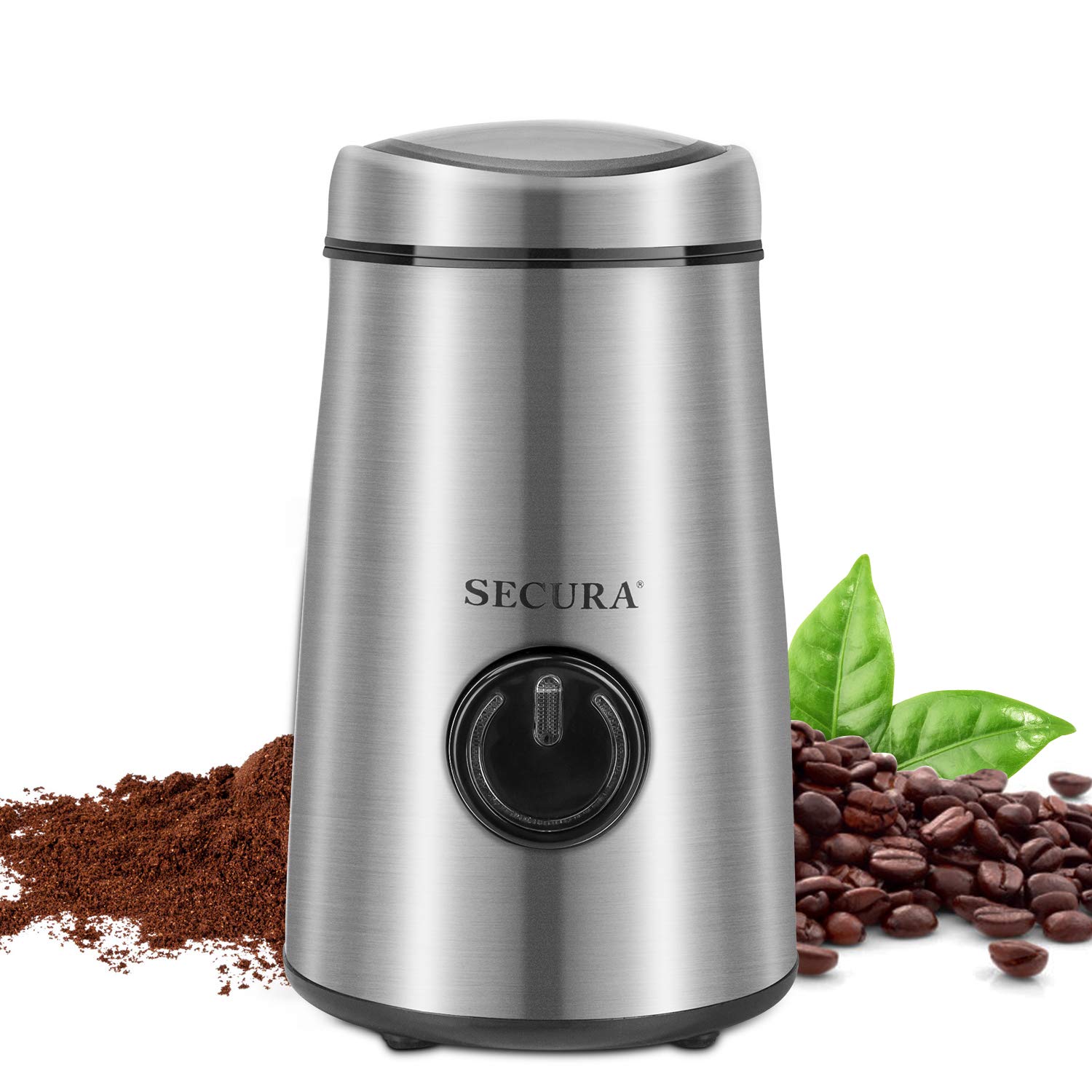 Secura Stainless Steel Coffee Bean Grinder Electric Quiet High Speed Silver New 