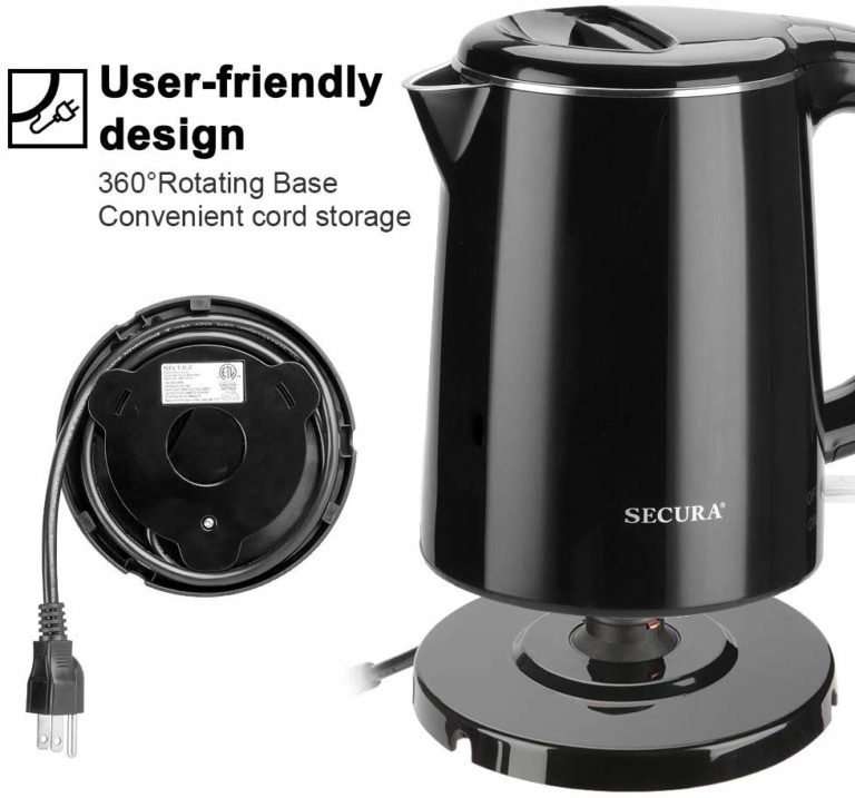 Secura Stainless Steel Double Wall Electric Kettle Water Heater for Tea