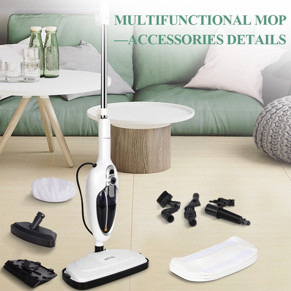 Secura Steam Mop 10-in-1 Convenient Detachable Steam Cleaner, White Multifunctional  Cleaning Machine Floor Steamer with 3 Microfiber Mop Pads - The Secura