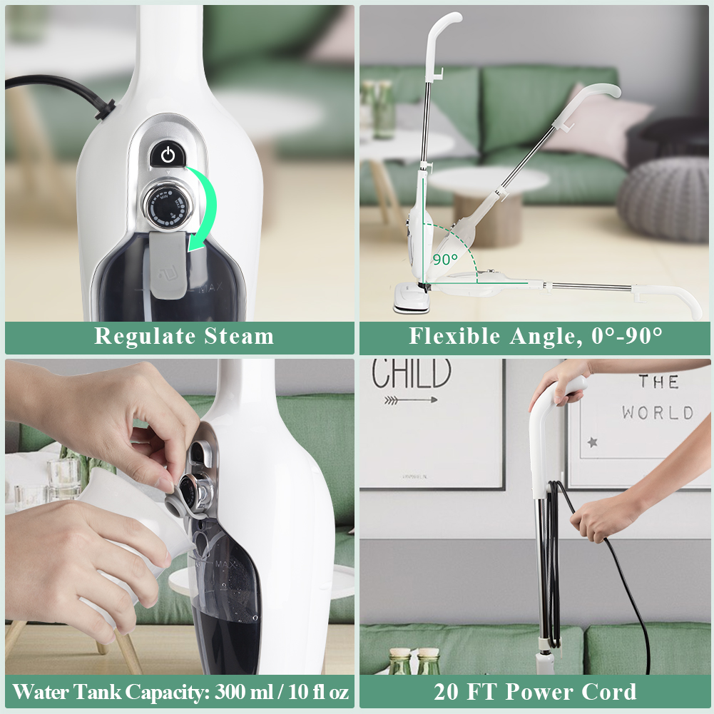 Steam Mop 10-in-1 Convenient Detachable Steam Cleaner, White  Multifunctional Cleaning Machine Floor Steamer