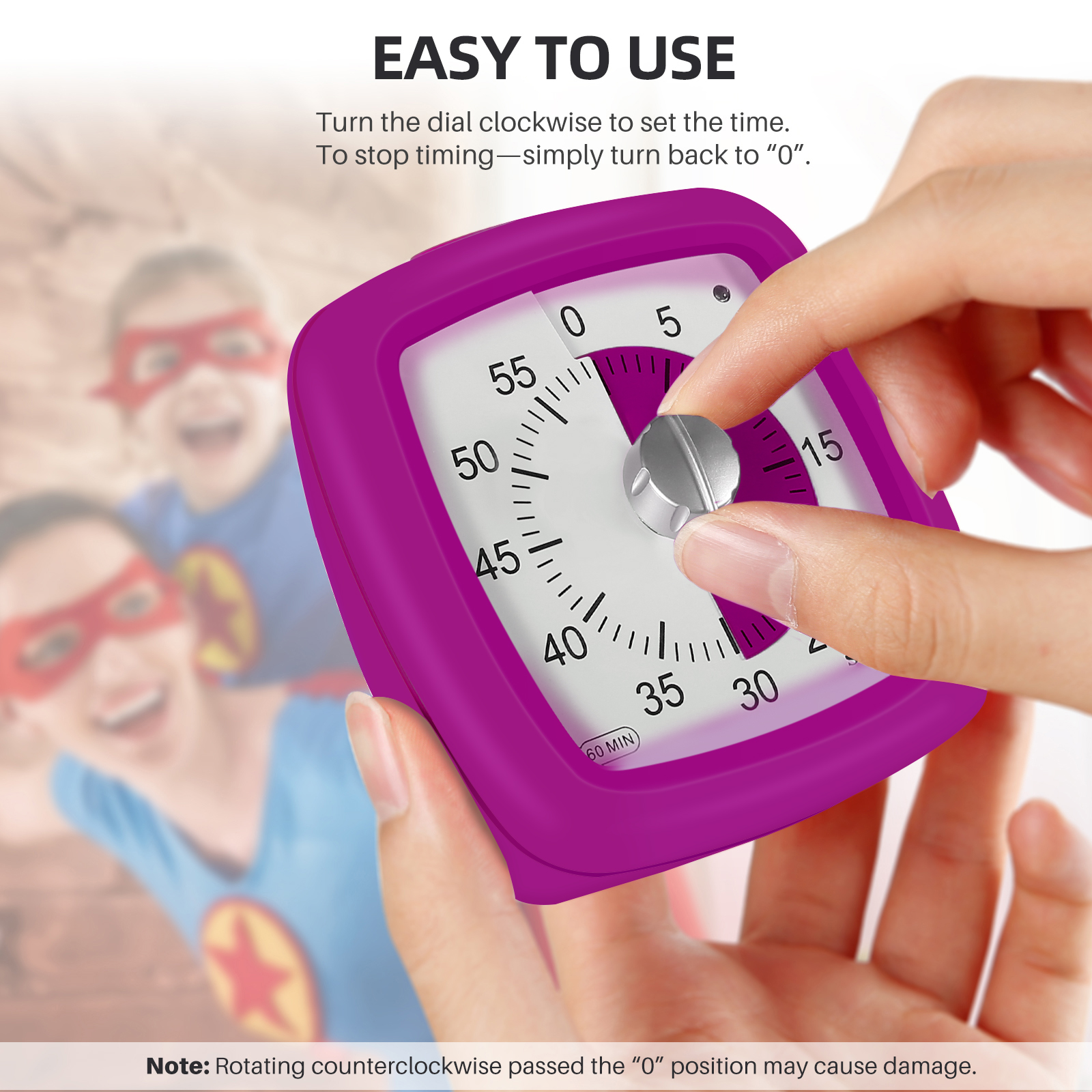 Secura 60-Minute Visual Timer, Silent Study Timer for Kids and Adults, Time  Clocks, Time Management Countdown Timer for Teaching (Violet & Violet) -  The Secura