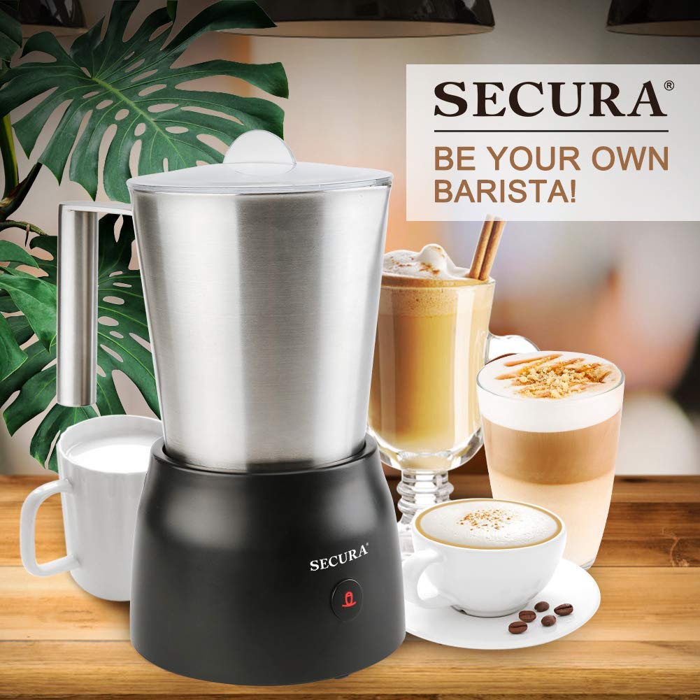 Secura Electric Automatic Milk Frother and Hot Chocolate Maker Machine  250ml 17 oz Stainless Steel Dishwasher Safe Removable Milk Jug - The Secura