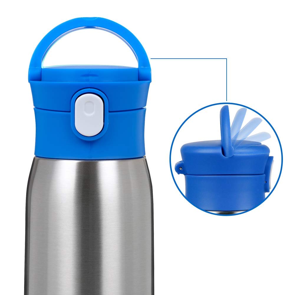 Stainless Steel Kids Water Bottle, 350ml  Leak Proof Lid With Straw &  Handle for Children