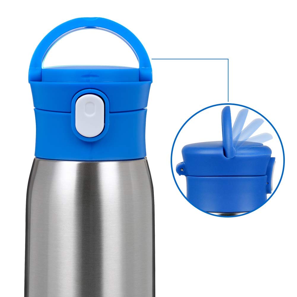 Secura Vacuum Insulated Stainless Steel Straw Water Bottle with Handle,  350ML/12OZ,Blue - The Secura