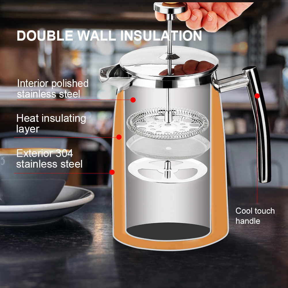 Secura French Press Coffee Maker, 50-Ounce, 18/10 Stainless Steel