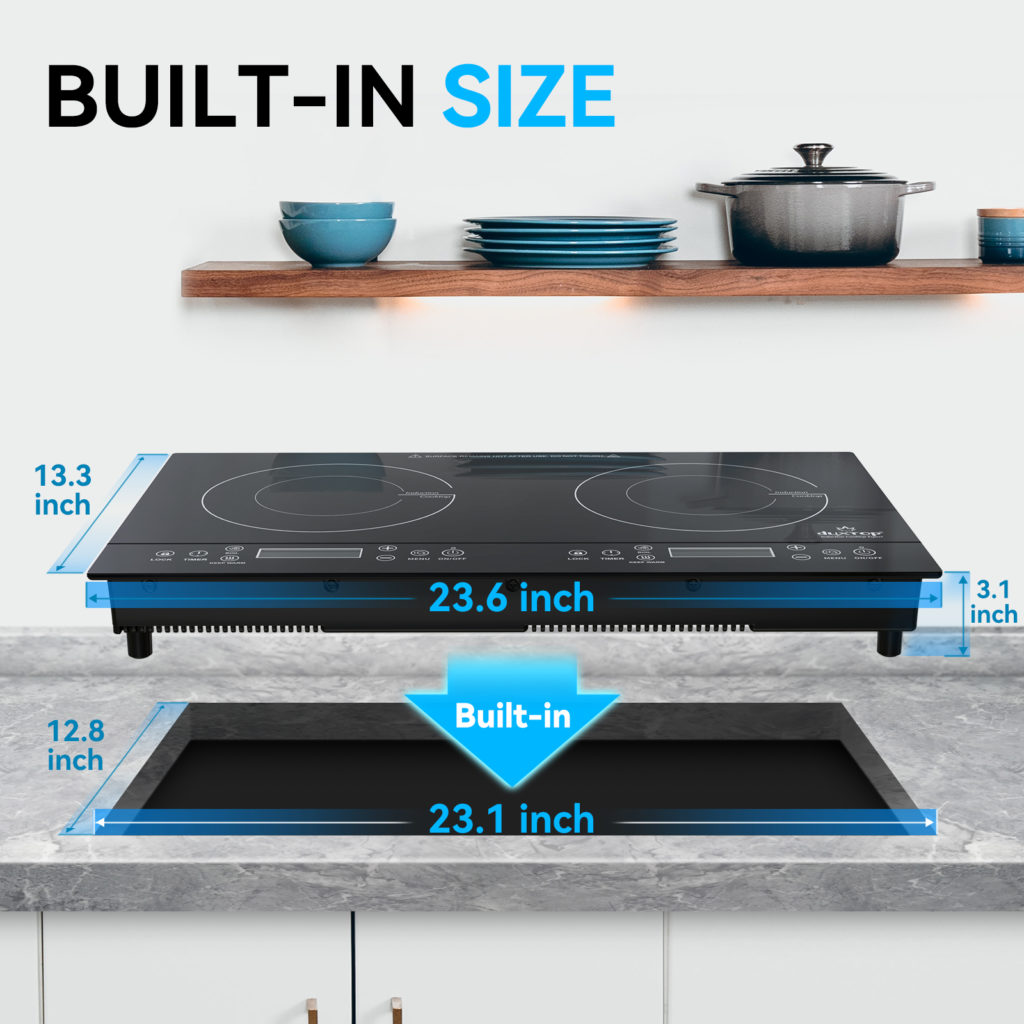 Duxtop LCD 1800W Portable Induction Cooktop 2 Burner, BuiltIn Countertop Burners with Sensor