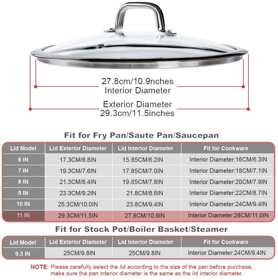 Duxtop Cookware Glass Replacement Lid (11 Inches) - The Secura Duxtop Cookware Glass Replacement Lid (11 Inches) - The Secura