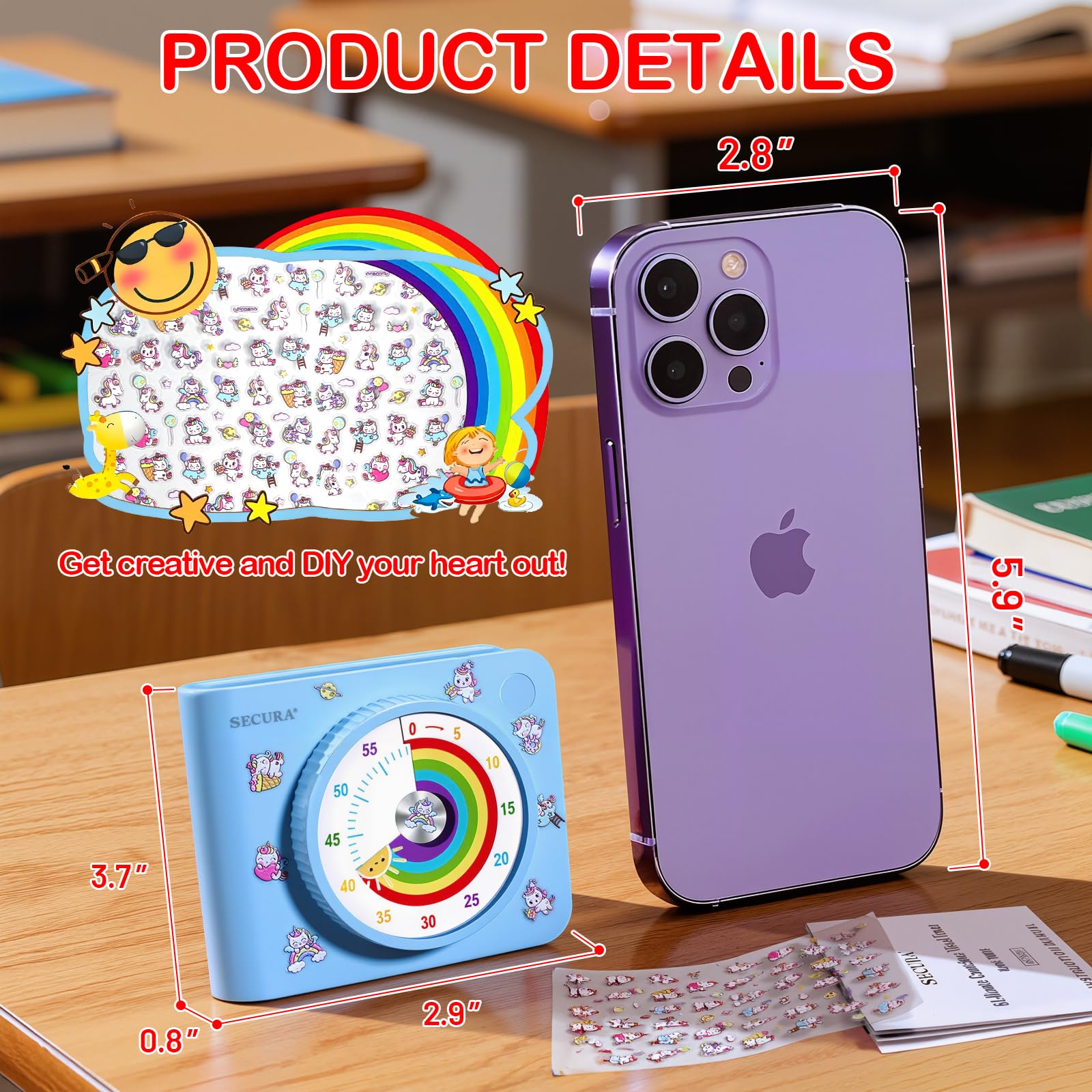 Secura 60-Minute Visual Timer for Kids & Adults – Rainbow Classroom ...