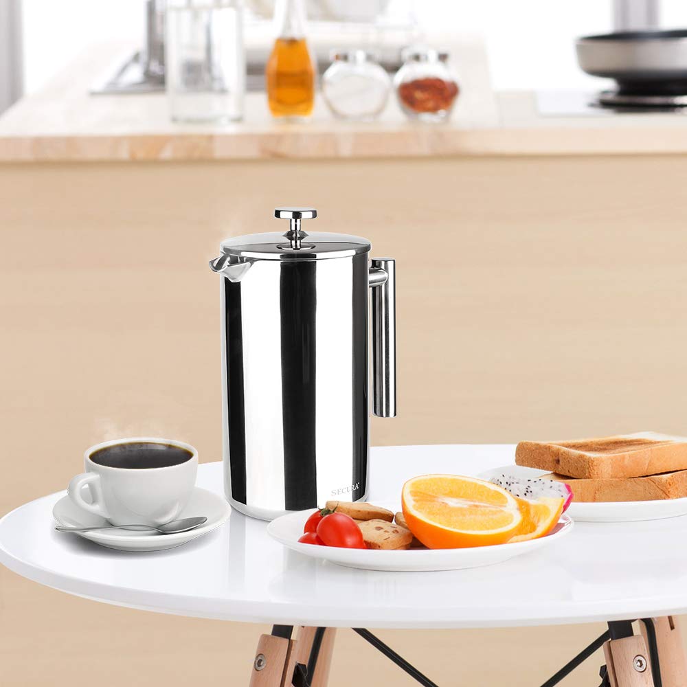 50 Oz Stainless Steel French Press Coffee Maker Double-Layer Vacuum Filter  Pot