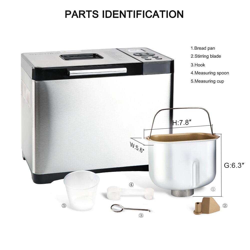 650W Bread Maker 19-in-1 Stainless Steel Automatic Bread Machine