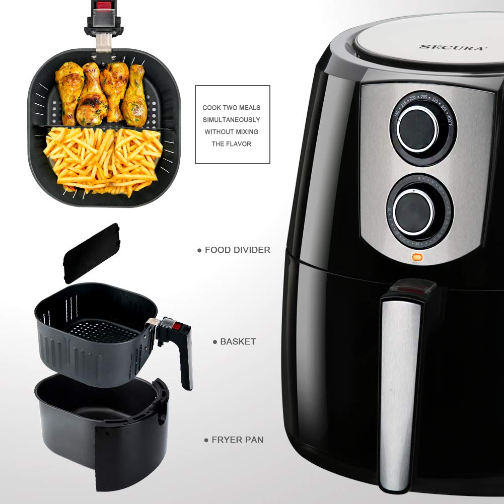 Secura Air Fryer XL 5.5 Quart 1800-Watt Electric Hot Air Fryers