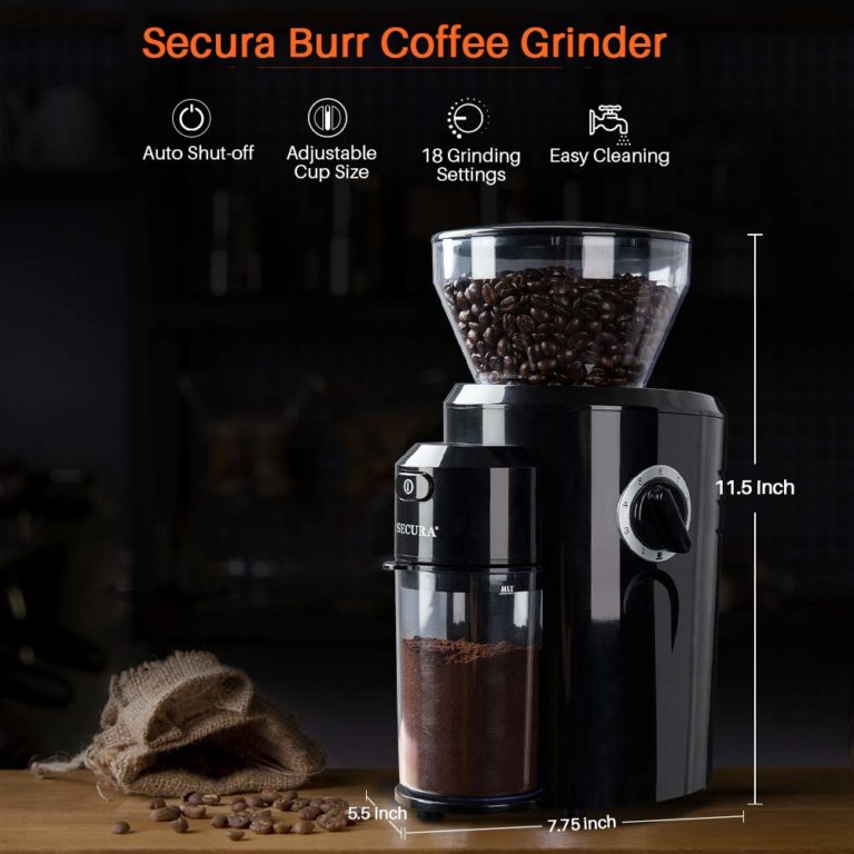Secura Burr Coffee Grinder, Conical Burr Mill Grinder with 18 Grind
