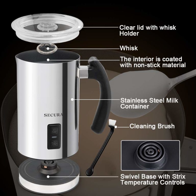 Secura Electric Milk Frother, Automatic Milk Steamer Warm or Cold Foam