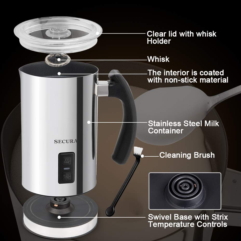 Secura Electric Milk Frother, Automatic Milk Steamer Warm or Cold