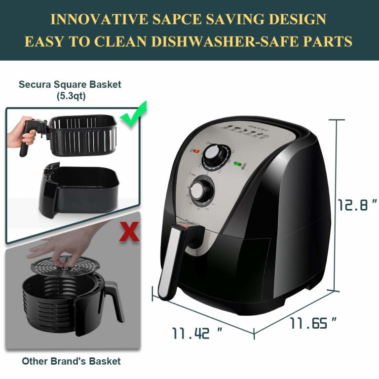 Secura Air Fryer XL 5.3 Quart 1700Watt Electric Hot Air Fryers Oven