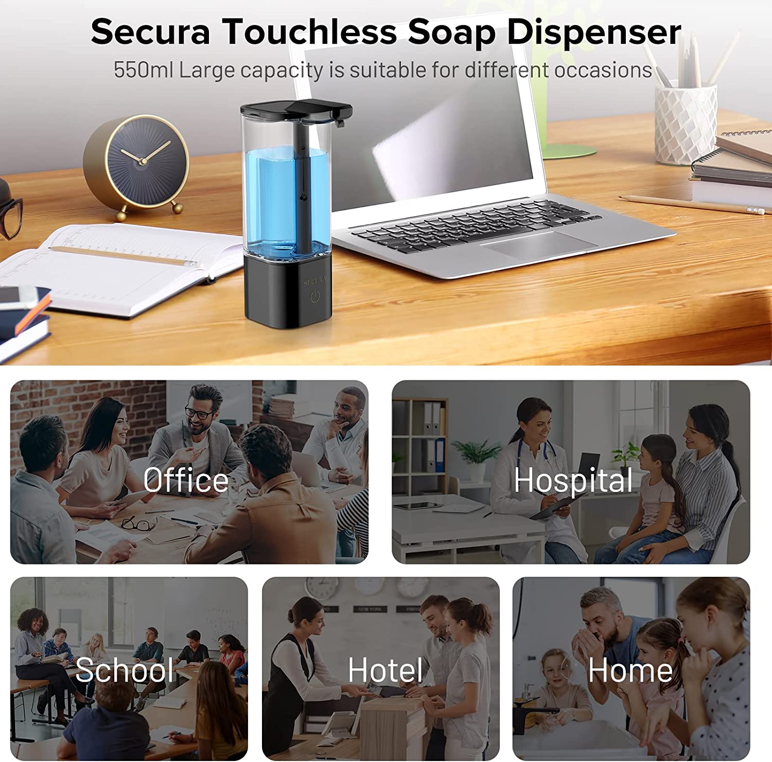 Secura 18.6 oz. Automatic Soap Dispenser, Touchless Liquid Soap