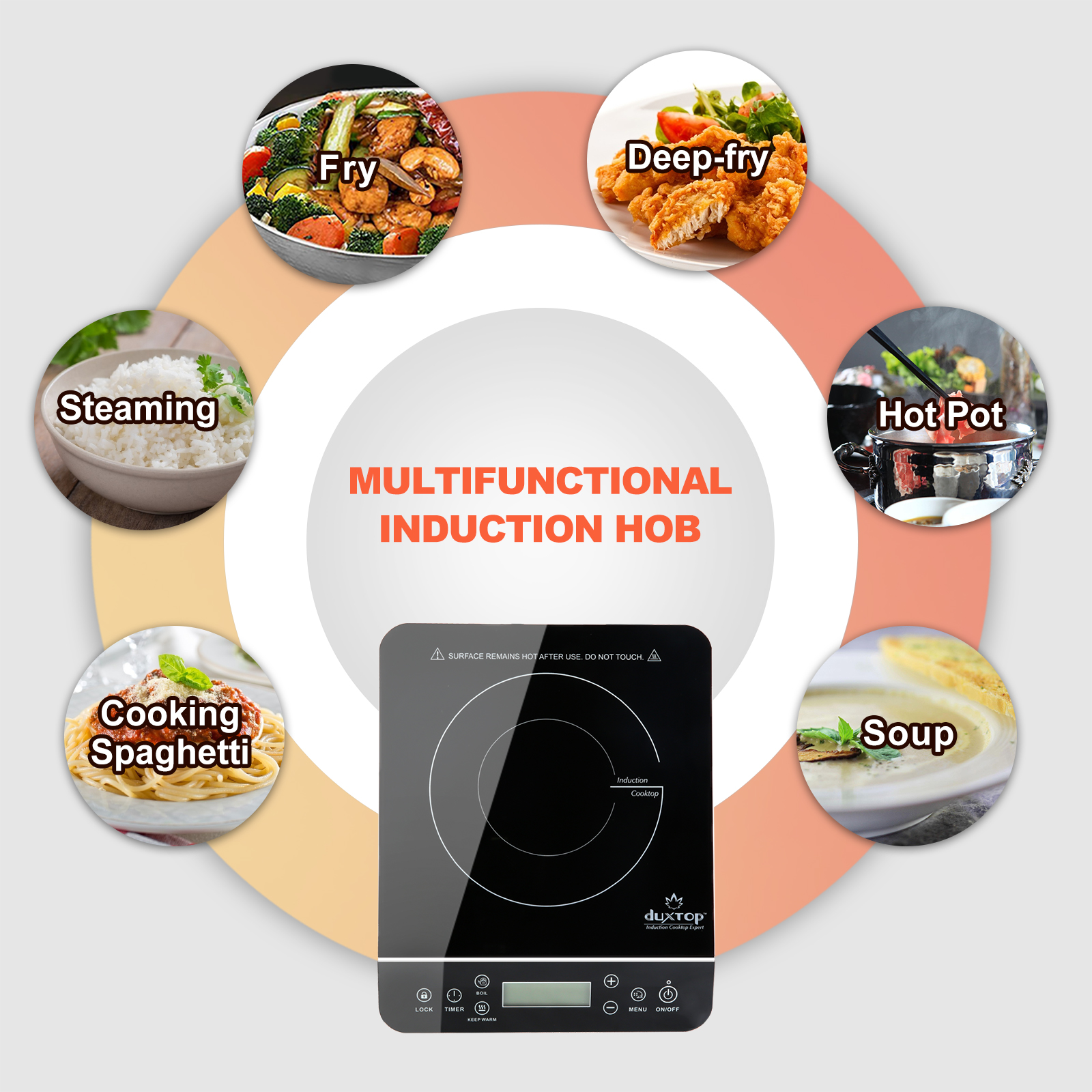  Duxtop Portable Induction Cooktop, High End Full Glass Induction  Burner with Sensor Touch, 1800W Countertop Burner with Stainless Steel  Housing, E200A, Black : Everything Else