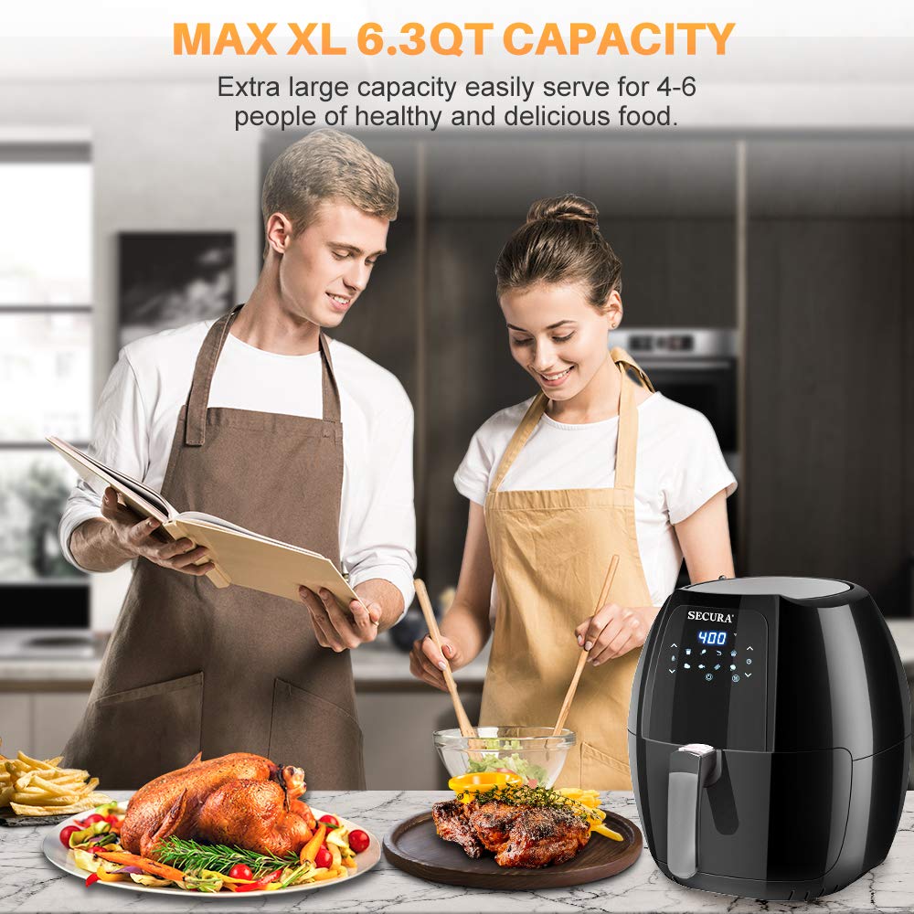 Secura Max 6.3Qt Air Fryer, 1700W Digital Hot Air Fryer