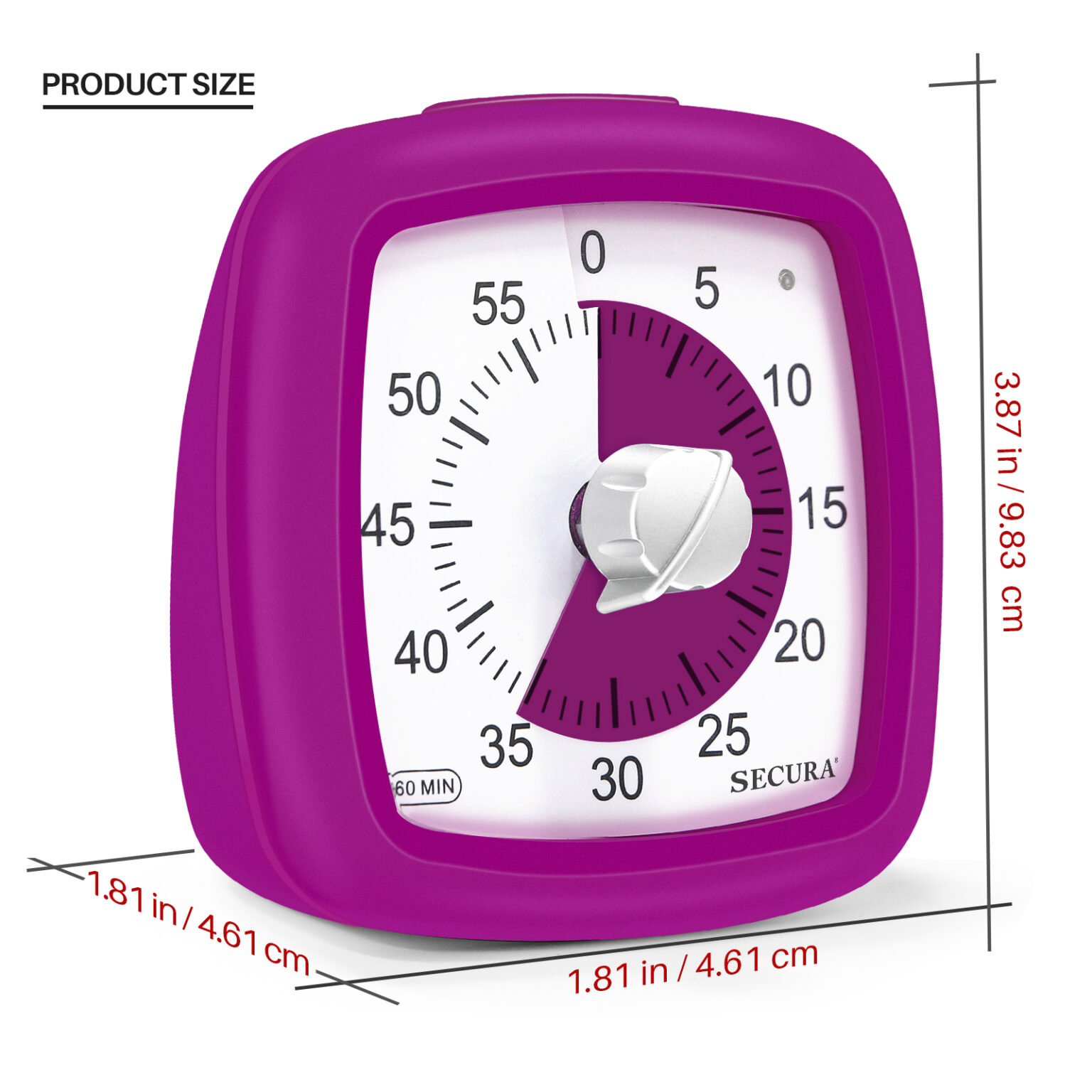 Secura 60Minute Visual Timer, Silent Study Timer for Kids and Adults