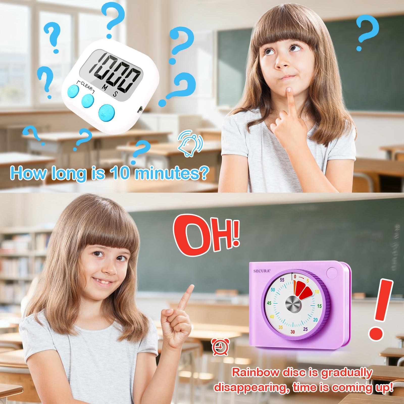 Secura 60-Minute Visual Timer for Kids & Adults – Rainbow Classroom ...
