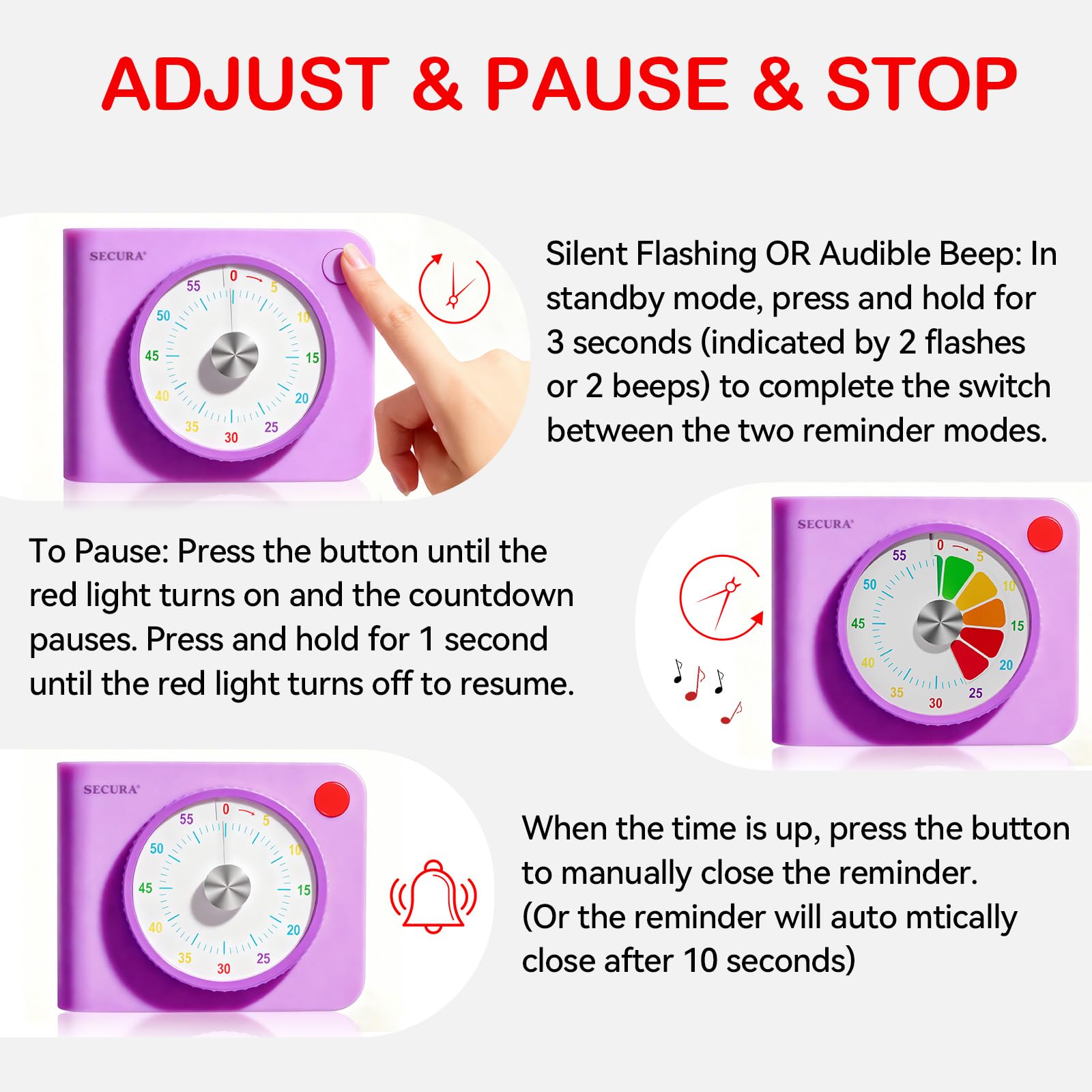 Secura 60-Minute Visual Timer for Kids & Adults – Rainbow Classroom ...