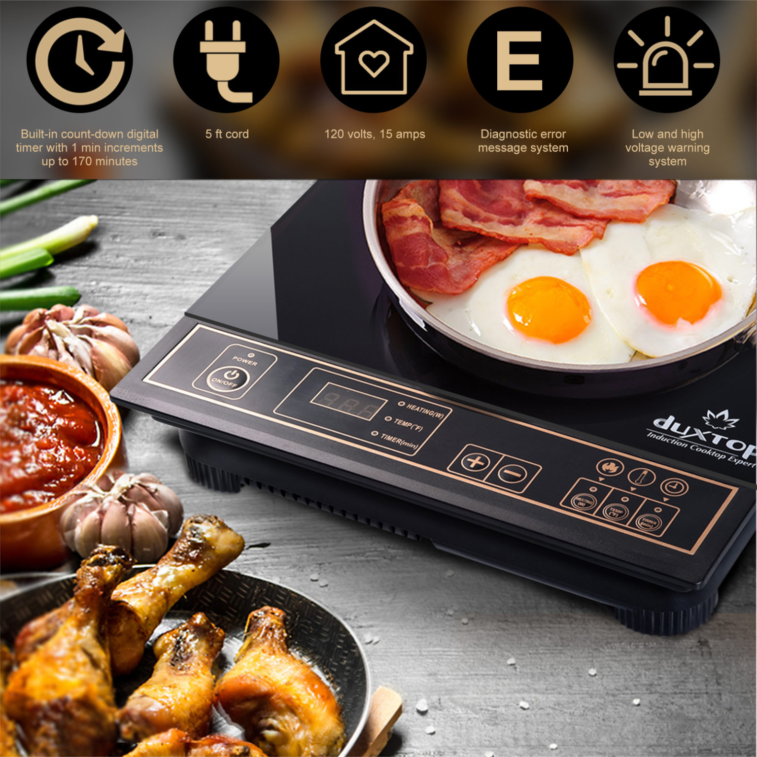 Duxtop 1800W Portable Induction Cooktop Countertop Burner, Gold 8100MC