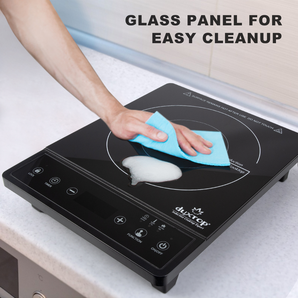 Duxtop Table De Cuisson Portable à Induction - Brûleur à Induction En Verre Haut De Gamme Avec Capteur Tactile Bruleur De Comptoir 1800 W Avec Boitier En Acier Inoxydable E200a Noir