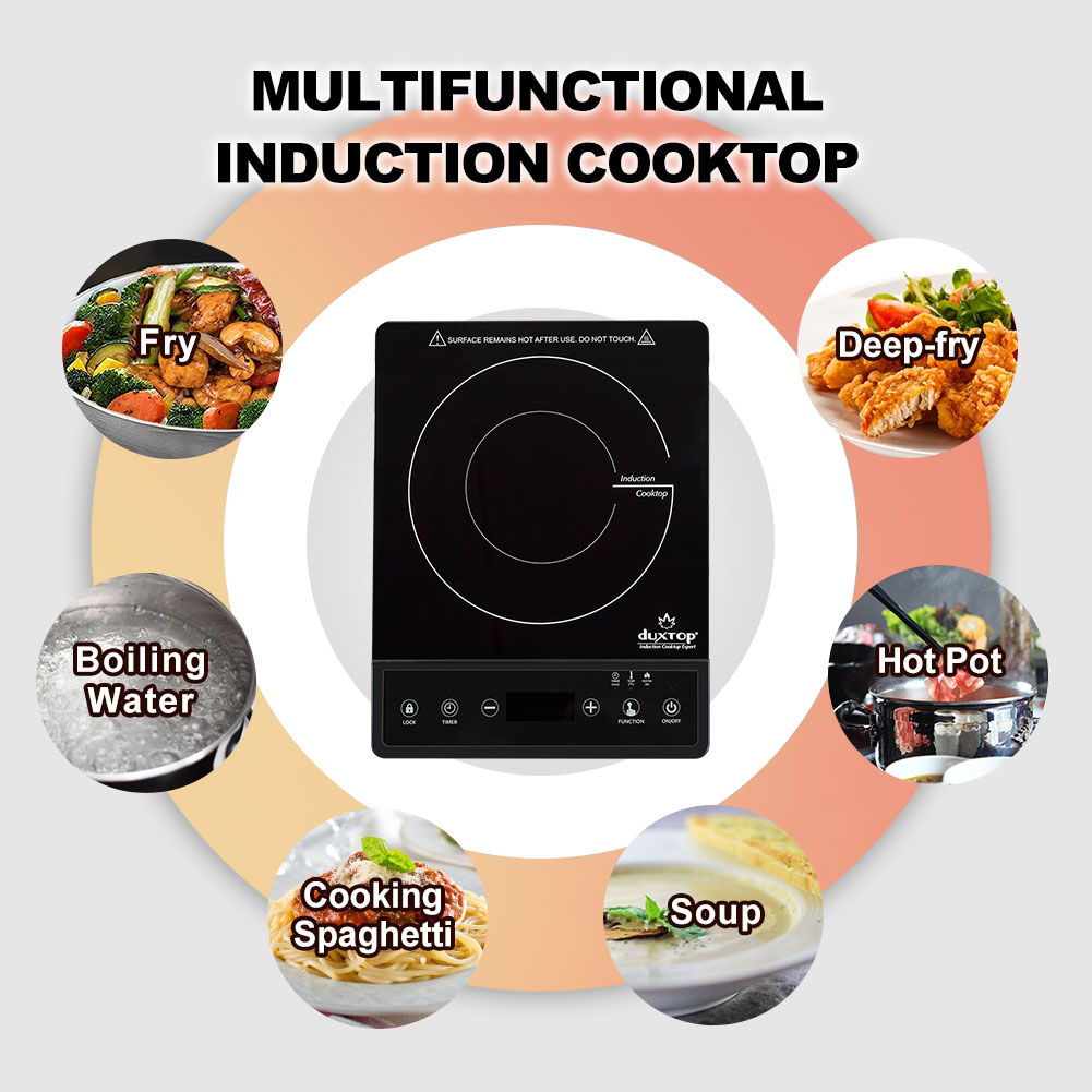 Duxtop Portable Induction Cooktop, High End Full Glass Induction Burner  with Sensor Touch, 1800W Countertop Burner with Stainless Steel Housing