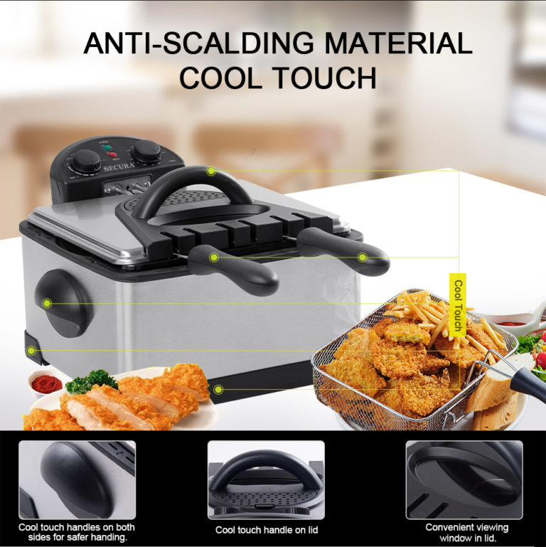 Secura 1700Watt StainlessSteel Triple Basket Electric Deep Fryer with