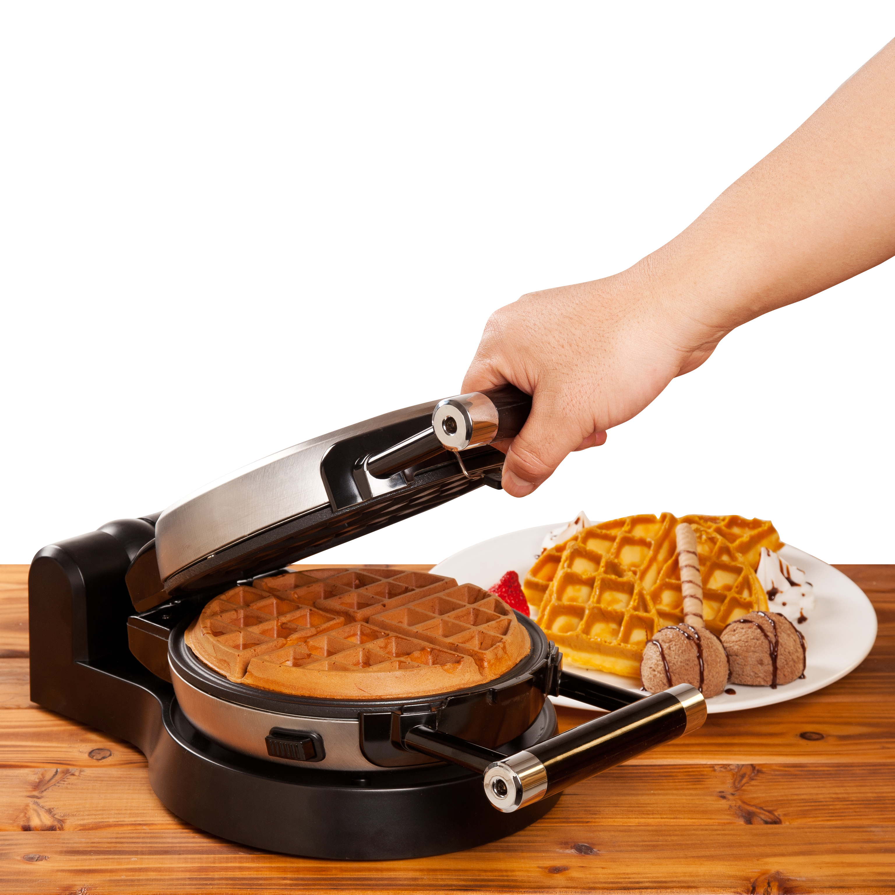 Secura 360 Rotating Belgian Waffle Maker w/ Removable Plates The Secura