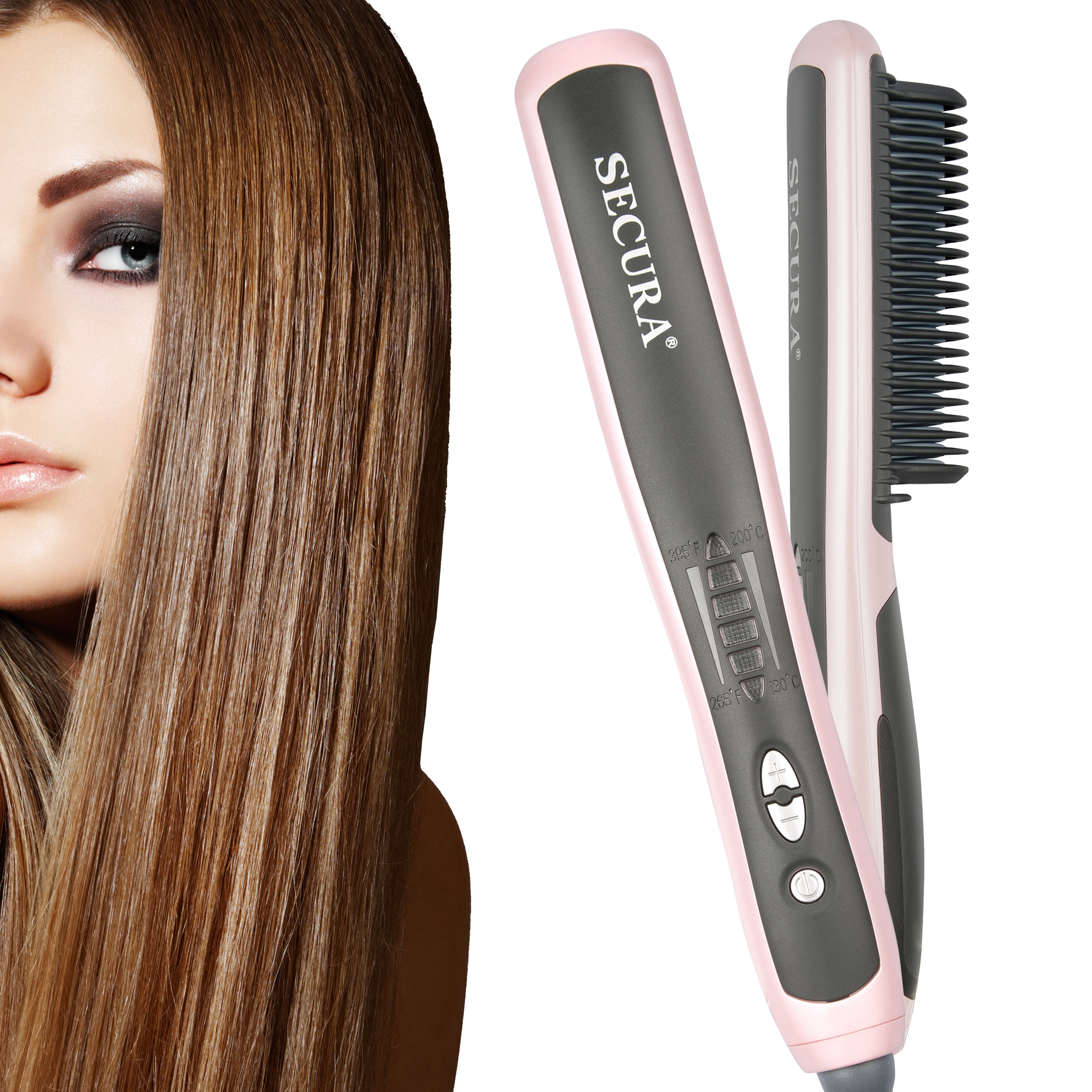 Secura Hair Straightener Comb with PTC Ceramic Heating Elements and 6  Levels of Temperature Control - Model:SC-6L - The Secura