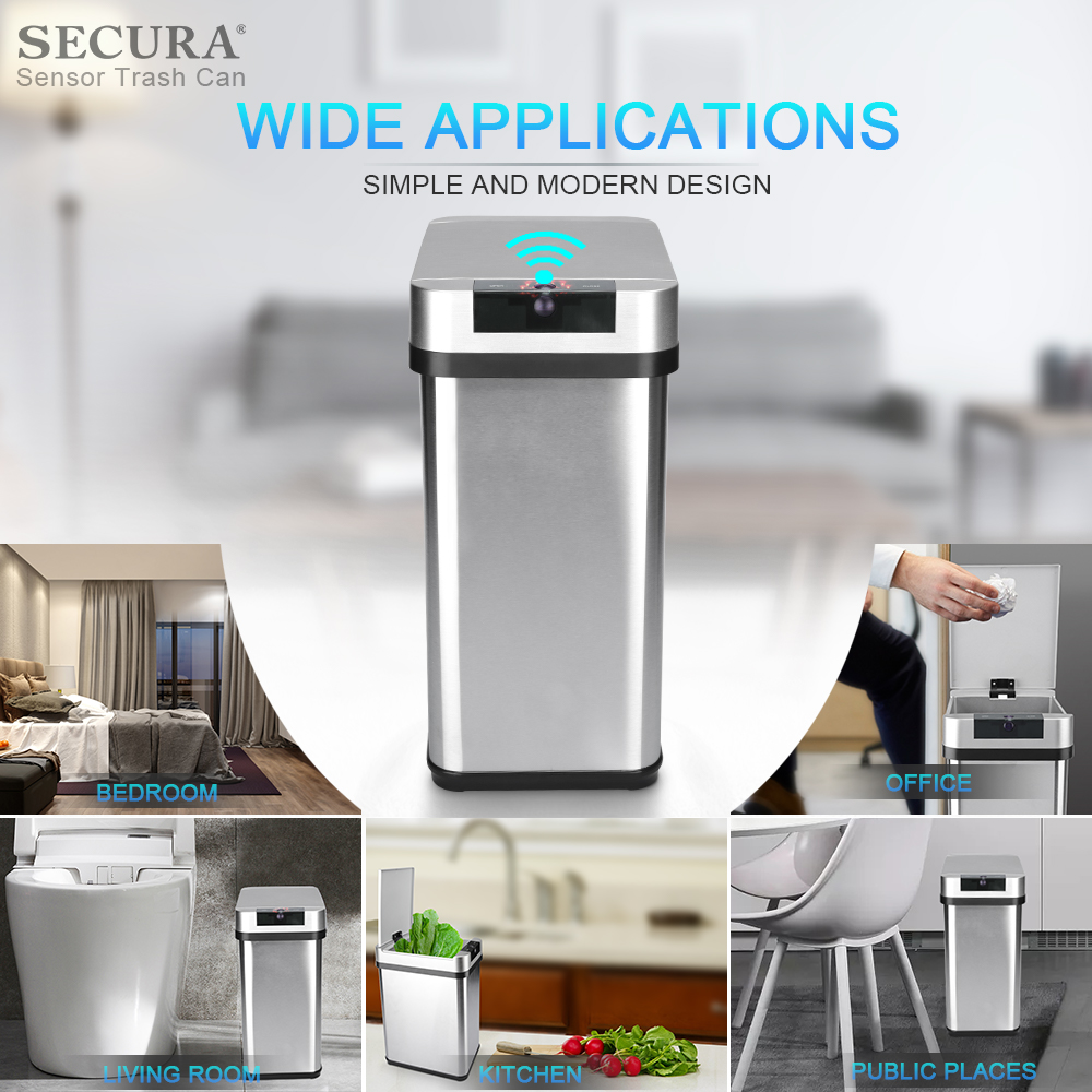Smart Sensor Kitchen Trash Bin Automatic Adjustable Sensor Trash Can with Lid for Bedroom 