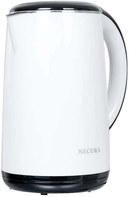 Secura SWK-1701DB The Original Stainless Steel Double Wall Electric Water  Kettle 1.8 Quart, White 