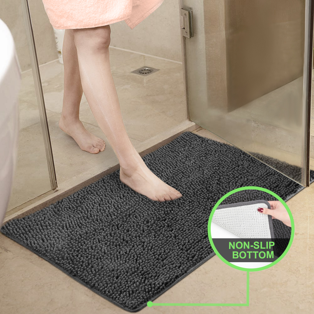 Secura Housewares Bathroom Rugs, Large Size 39 x 24, Non Slip, Water  Absorbent, Machine Washable Bath Mat Carpets, Ultra Soft, Fluffy, Thick Chenille  Bath Mats for Door, Bathroom, Kitchen