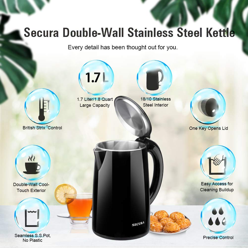 Secura the Original Stainless Steel electric kettle SWK-1701DB review ⋆ hot  water