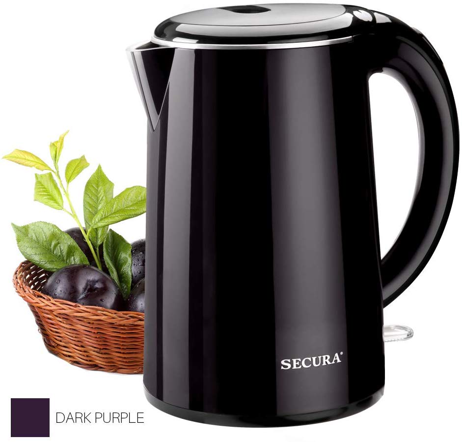 Secura SWK-1701DB The Original Stainless Steel Double Wall Electric Water  Kettle 1.8 Quart, Dark Purple - The Secura