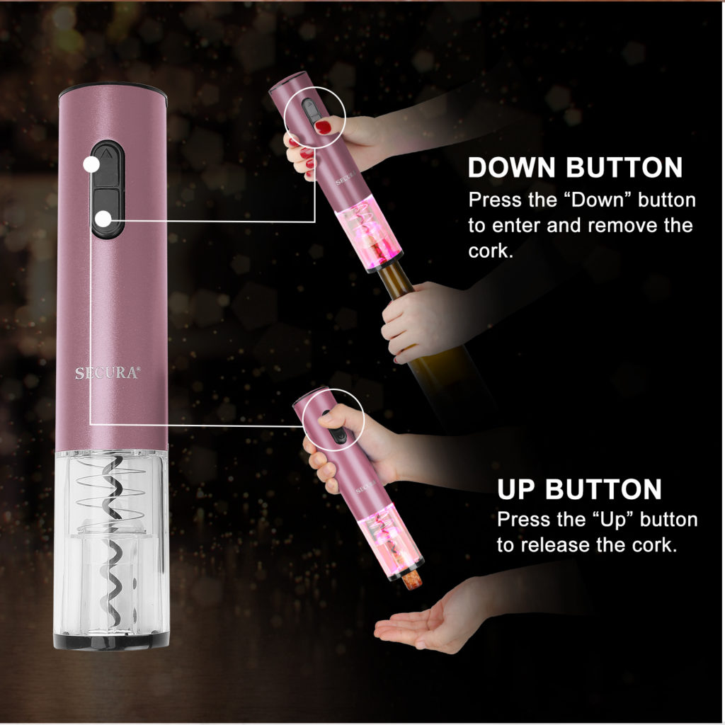 Secura Electric Wine Opener, Automatic Electric Wine Bottle Corkscrew